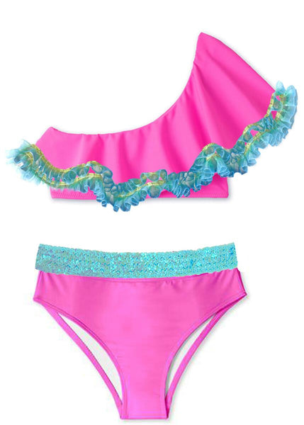 Anemone Fringe & Aqua Sequin Belt Bikini