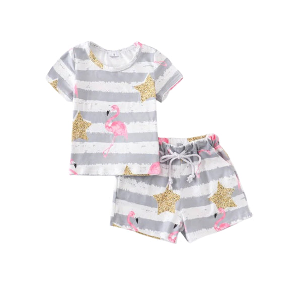 Flamingo Striped Set