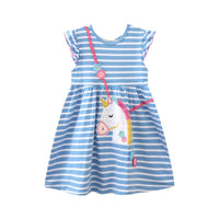 Stripe Unicorn Embroidered Dress