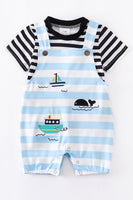 Blue Striped Boat Romper